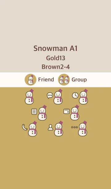 [LINE着せ替え] 雪だるまA1 ゴールド13 ブラウン2-4の画像1