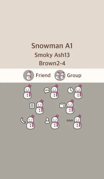 [LINE着せ替え] 雪だるまA1 スモーキーAsh13 ブラウン2-4の画像1