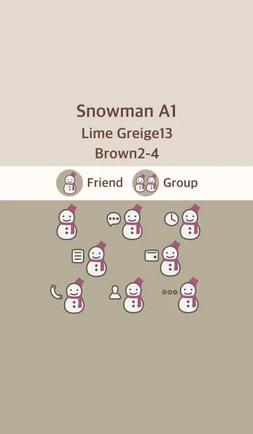 [LINE着せ替え] 雪だるまA1 ライムG13 ブラウン2-4の画像1