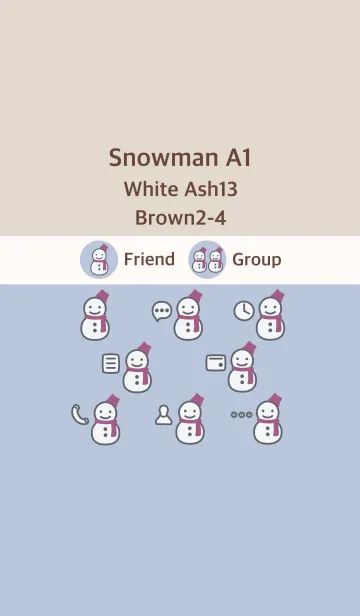 [LINE着せ替え] 雪だるまA1 ホワイトAsh13 ブラウン2-4の画像1