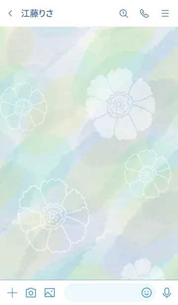 [LINE着せ替え] 花 水彩 ブルーの画像3