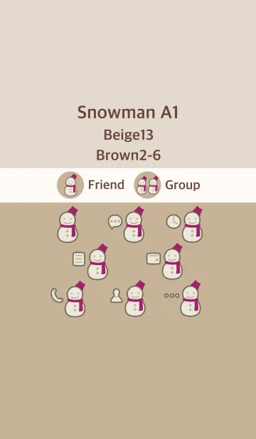 [LINE着せ替え] 雪だるまA1 ベージュ13 ブラウン2-6の画像1