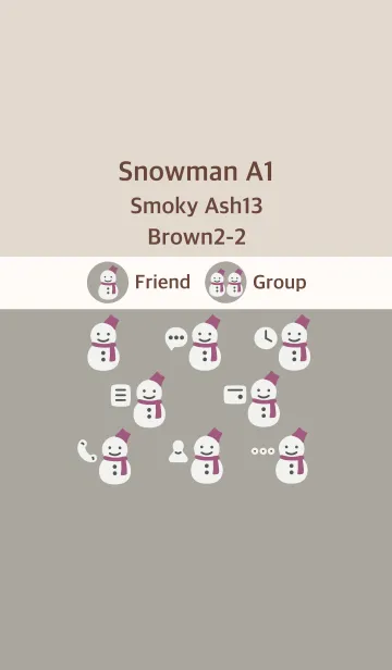 [LINE着せ替え] 雪だるまA1 スモーキーAsh13 ブラウン2-2の画像1