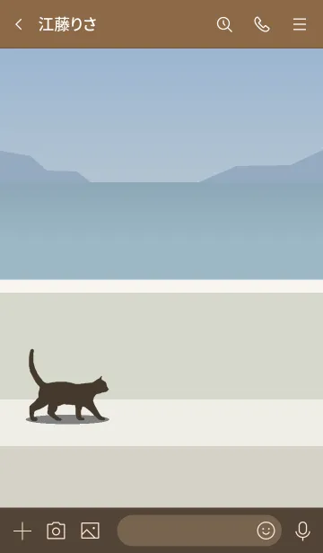 [LINE着せ替え] シンプルなネコ（堤防のクロネコ）の画像3