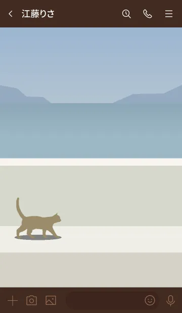 [LINE着せ替え] シンプルなネコ（堤防の灰色猫）の画像3