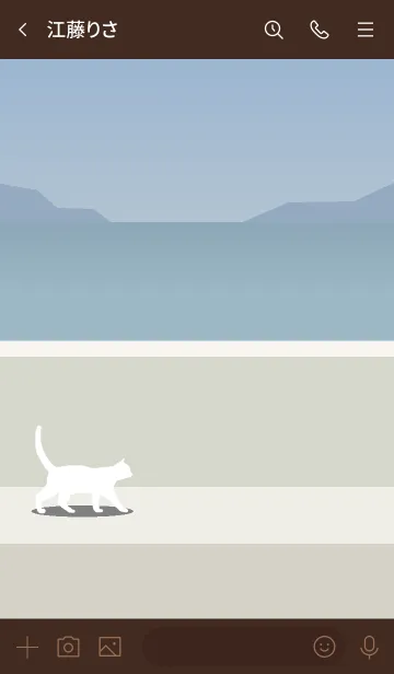 [LINE着せ替え] シンプルなネコ（堤防の白猫）の画像3