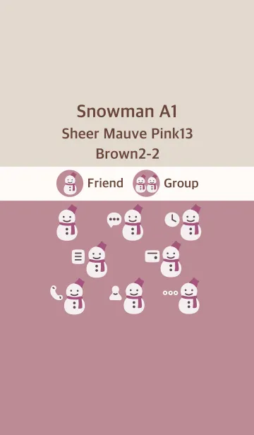 [LINE着せ替え] 雪だるまA1 シアーM ピンク13 ブラウン2-2の画像1