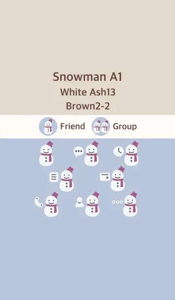 [LINE着せ替え] 雪だるまA1 ホワイトAsh13 ブラウン2-2の画像1