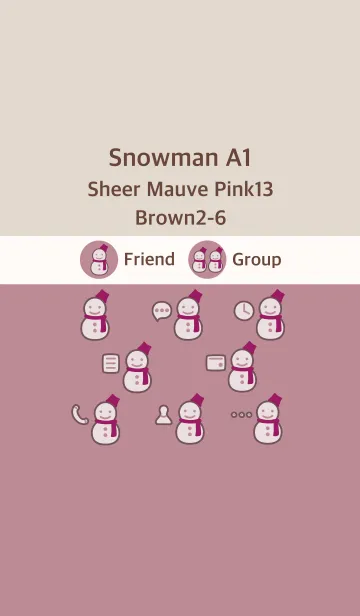 [LINE着せ替え] 雪だるまA1 シアーM ピンク13 ブラウン2-6の画像1