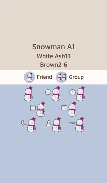 [LINE着せ替え] 雪だるまA1 ホワイトAsh13 ブラウン2-6の画像1