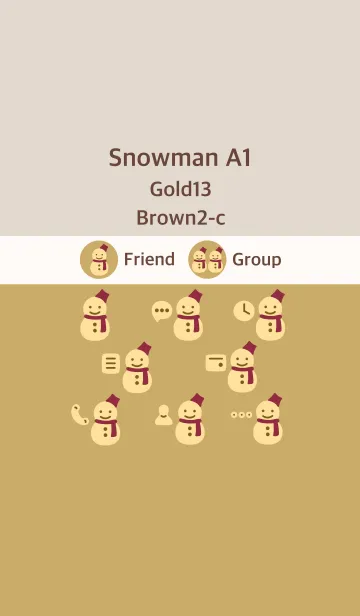 [LINE着せ替え] 雪だるまA1 ゴールド13 ブラウン2-cの画像1