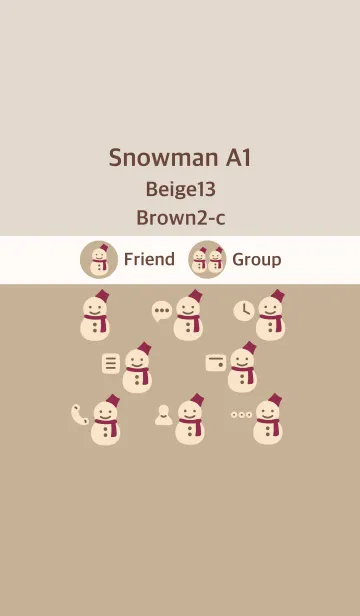 [LINE着せ替え] 雪だるまA1 ベージュ13 ブラウン2-cの画像1