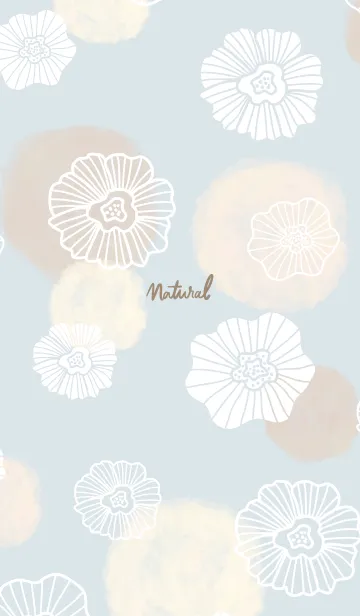 [LINE着せ替え] 花と水彩丸 ベージュ7の画像1