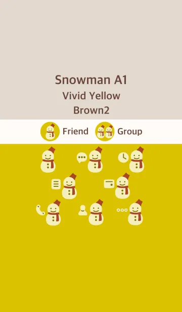 [LINE着せ替え] 雪だるまA1 ビビッドイエロー ブラウン2の画像1