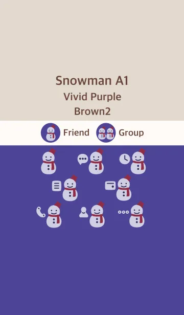 [LINE着せ替え] 雪だるまA1 ビビッドパープル ブラウン2の画像1