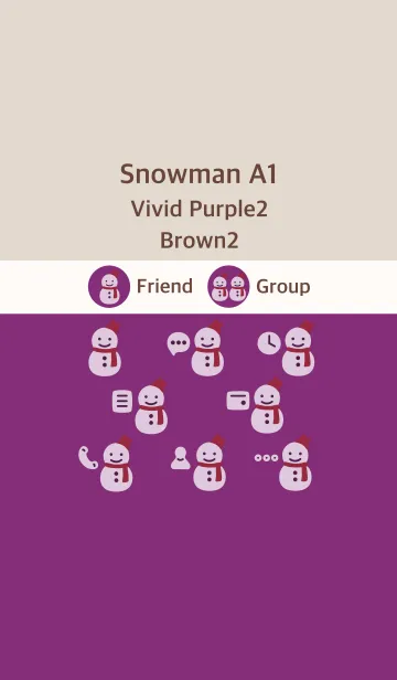 [LINE着せ替え] 雪だるまA1 ビビッドパープル2 ブラウン2の画像1