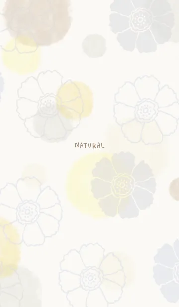 [LINE着せ替え] 花と水彩丸 黄色 茶色6の画像1