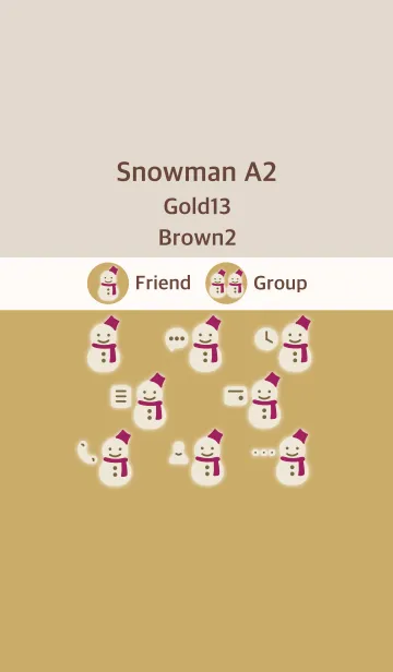 [LINE着せ替え] 雪だるまA2 ゴールド13 ブラウン2の画像1