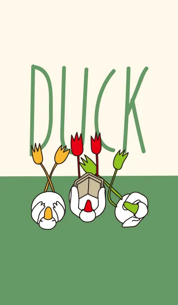 [LINE着せ替え] Three ducks with six tulips.の画像1