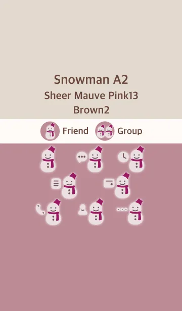 [LINE着せ替え] 雪だるまA2 シアーM ピンク13 ブラウン2の画像1