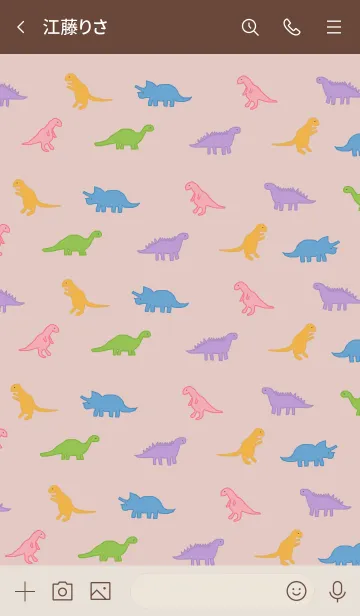 [LINE着せ替え] カラフル恐竜 / pink beigeの画像3