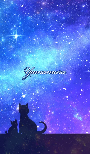 [LINE着せ替え] やまむら用★星空と猫シルエットの画像1