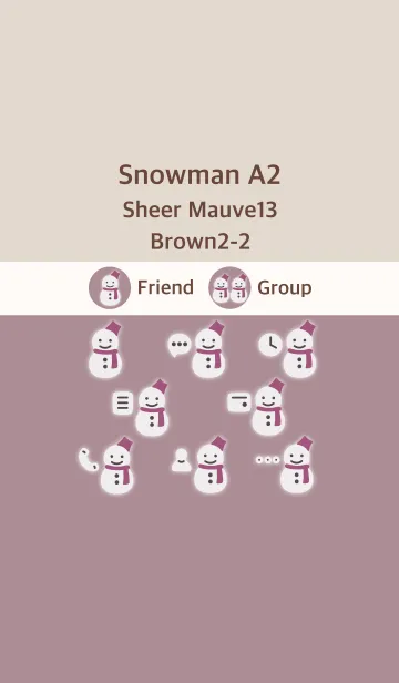 [LINE着せ替え] 雪だるまA2 シアーモーヴ13 ブラウン2-2の画像1