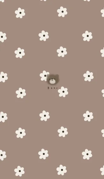 [LINE着せ替え] グレージュとお花。くま。の画像1