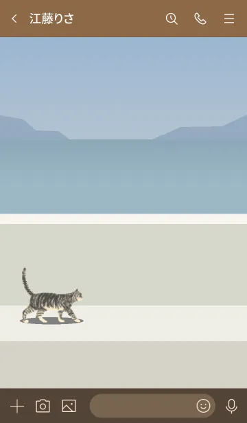 [LINE着せ替え] シンプルなネコ（堤防のサバトラ）の画像3