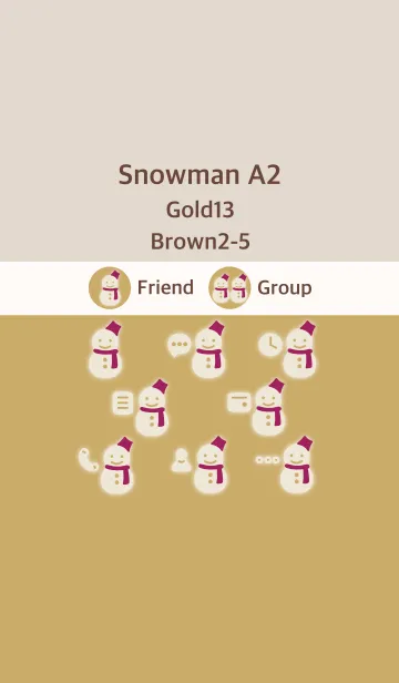 [LINE着せ替え] 雪だるまA2 ゴールド13 ブラウン2-5の画像1