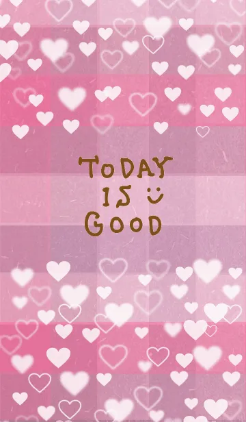 [LINE着せ替え] くすみピンクチェック-ハートスマイル14-の画像1