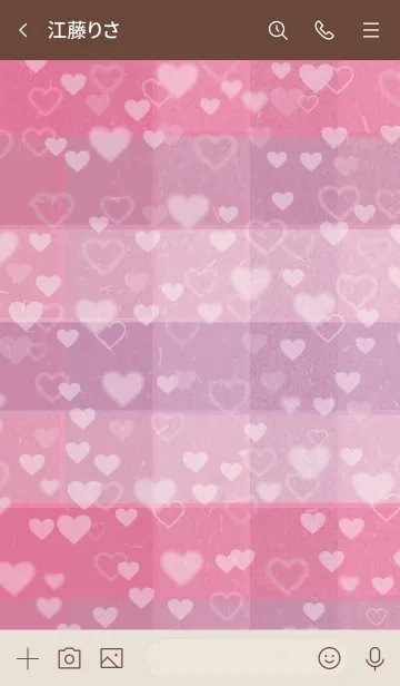 [LINE着せ替え] くすみピンクチェック-ハートスマイル14-の画像3