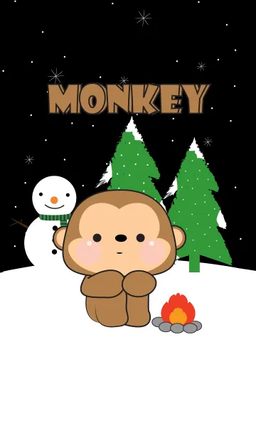 [LINE着せ替え] Monkey Winter Season Theme (JP)の画像1