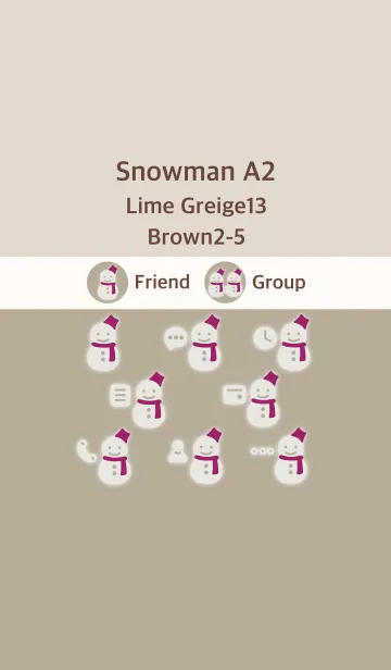 [LINE着せ替え] 雪だるまA2 ライムG13 ブラウン2-5の画像1