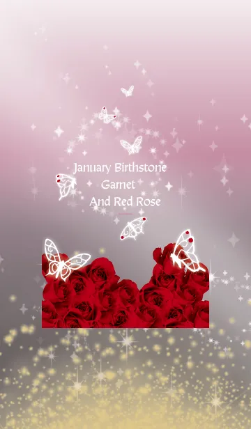 [LINE着せ替え] 黒とピンク : 1月のガーネットと蝶の画像1