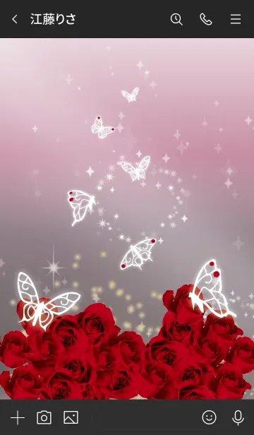 [LINE着せ替え] 黒とピンク : 1月のガーネットと蝶の画像3