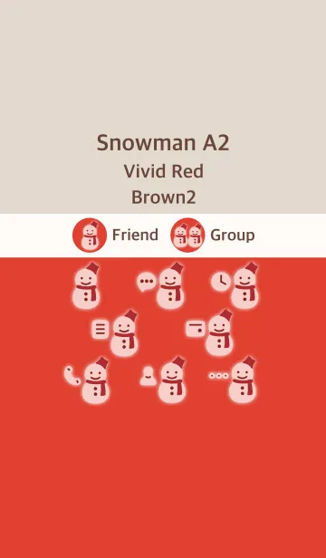 [LINE着せ替え] 雪だるまA2 ビビッドレッド ブラウン2の画像1