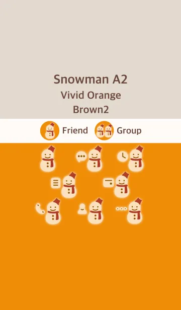[LINE着せ替え] 雪だるまA2 ビビッドオレンジ ブラウン2の画像1