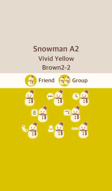 [LINE着せ替え] 雪だるまA2 ビビッドイエロー ブラウン2-2の画像1