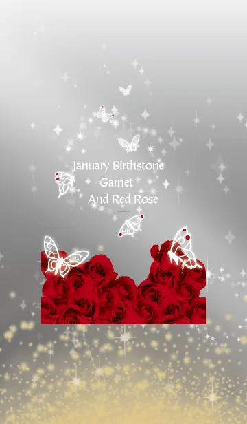 [LINE着せ替え] グレー : 1月のガーネットと蝶の画像1