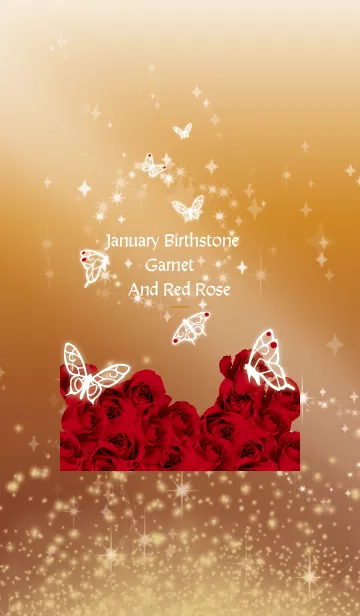 [LINE着せ替え] オレンジ : 1月のガーネットと蝶の画像1