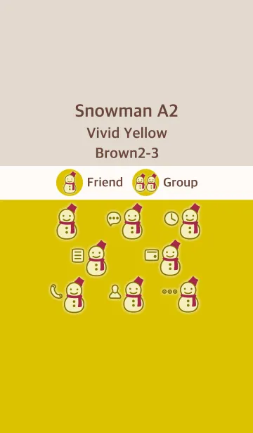 [LINE着せ替え] 雪だるまA2 ビビッドイエロー ブラウン2-3の画像1