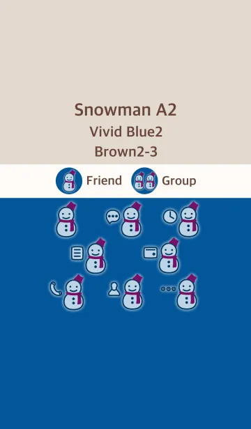 [LINE着せ替え] 雪だるまA2 ビビッドブルー2 ブラウン2-3の画像1