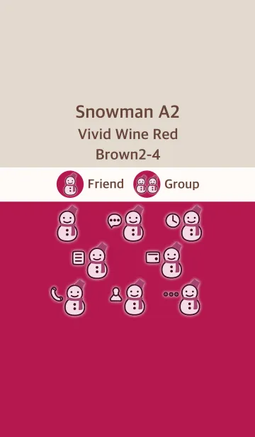 [LINE着せ替え] 雪だるまA2 Vワインレッド ブラウン2-4の画像1