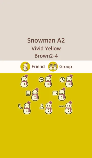 [LINE着せ替え] 雪だるまA2 ビビッドイエロー ブラウン2-4の画像1