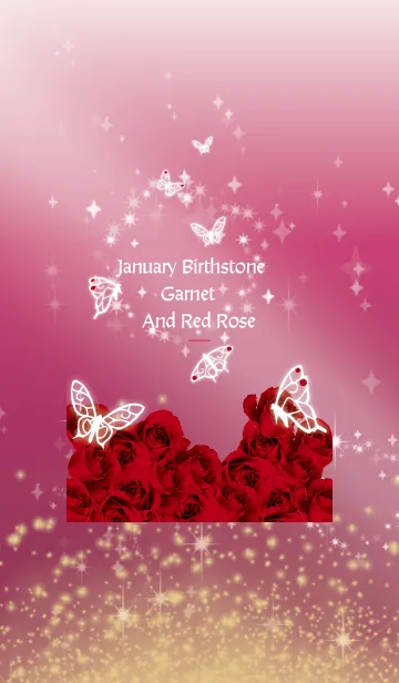 [LINE着せ替え] ピンク : 1月のガーネットと蝶の画像1