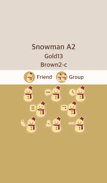 [LINE着せ替え] 雪だるまA2 ゴールド13 ブラウン2-cの画像1