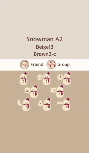 [LINE着せ替え] 雪だるまA2 ベージュ13 ブラウン2-cの画像1