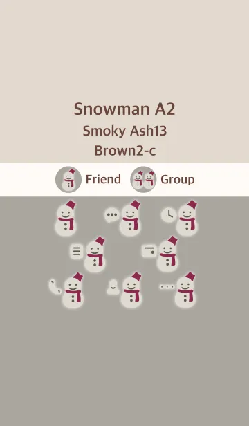 [LINE着せ替え] 雪だるまA2 スモーキーAsh13 ブラウン2-cの画像1