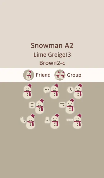 [LINE着せ替え] 雪だるまA2 ライムG13 ブラウン2-cの画像1